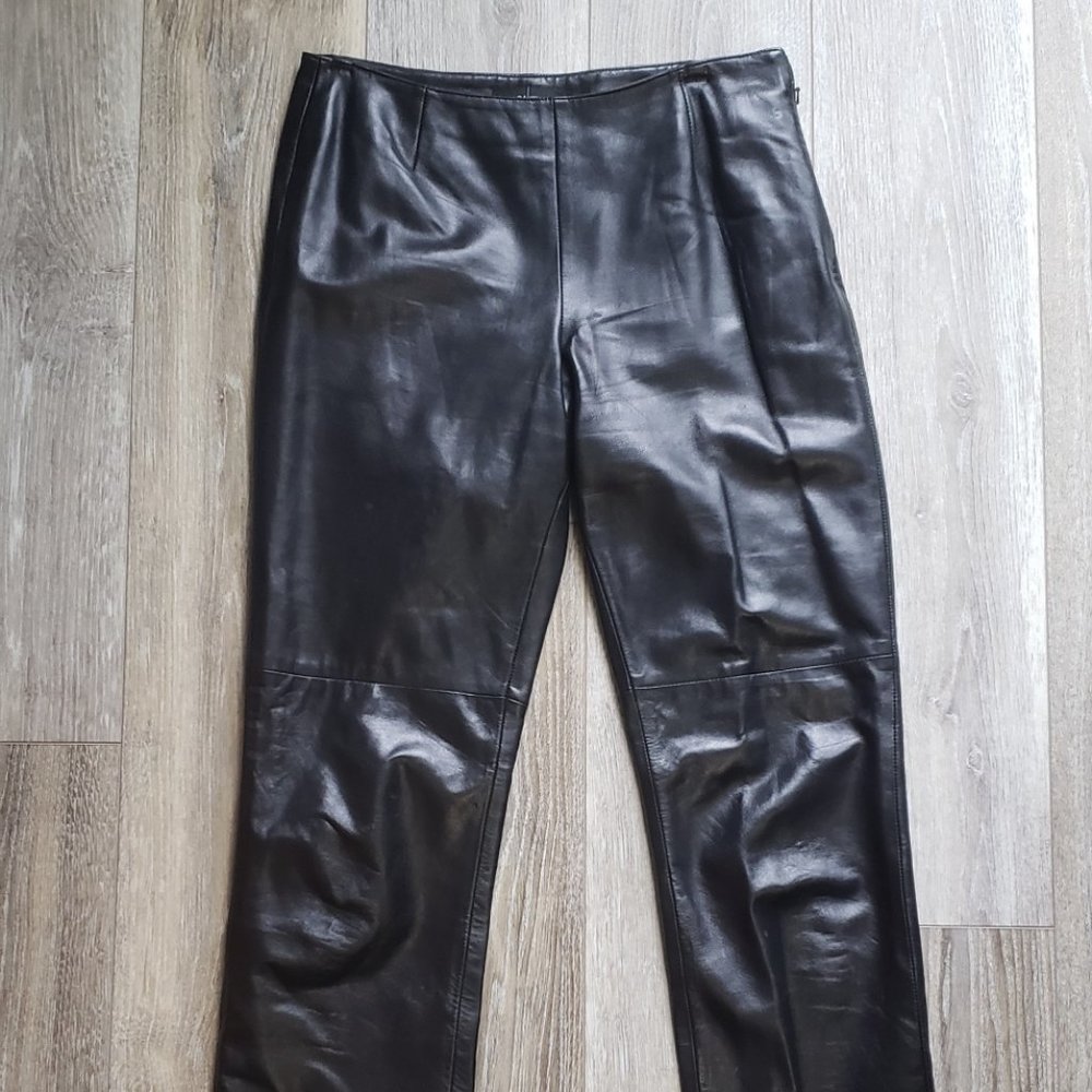 LADIES GENUINE BLACK LEATHER PANTS - 8 Tall